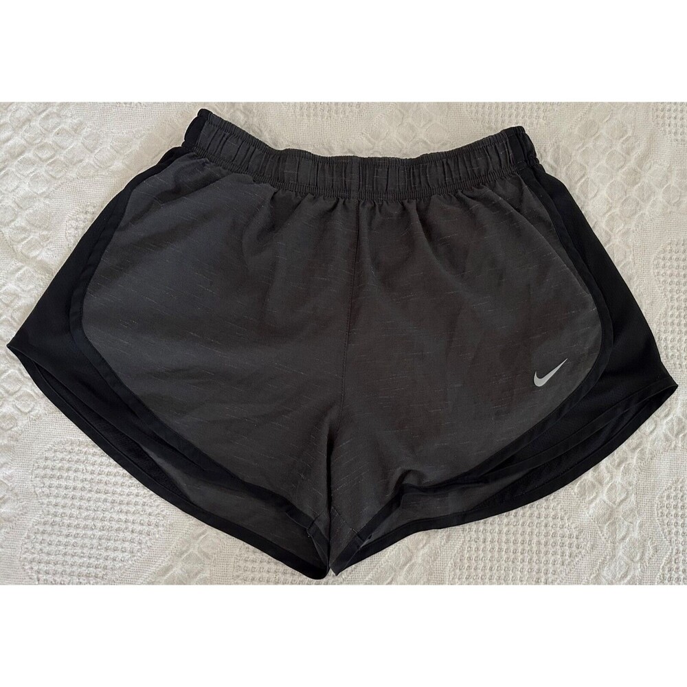 Nike Dri-FIT Gray & Black Lined Running Gym Workout Shorts Women’s Size Medium